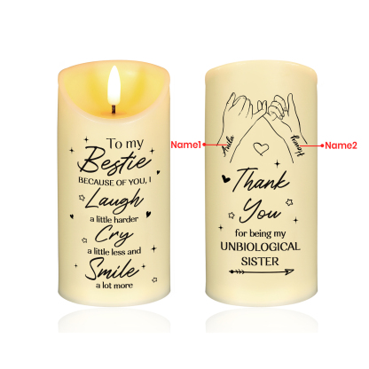 Personalized LED Candle Pinky Promise Design with 2 Names Perfect Christmas Gift for BFF