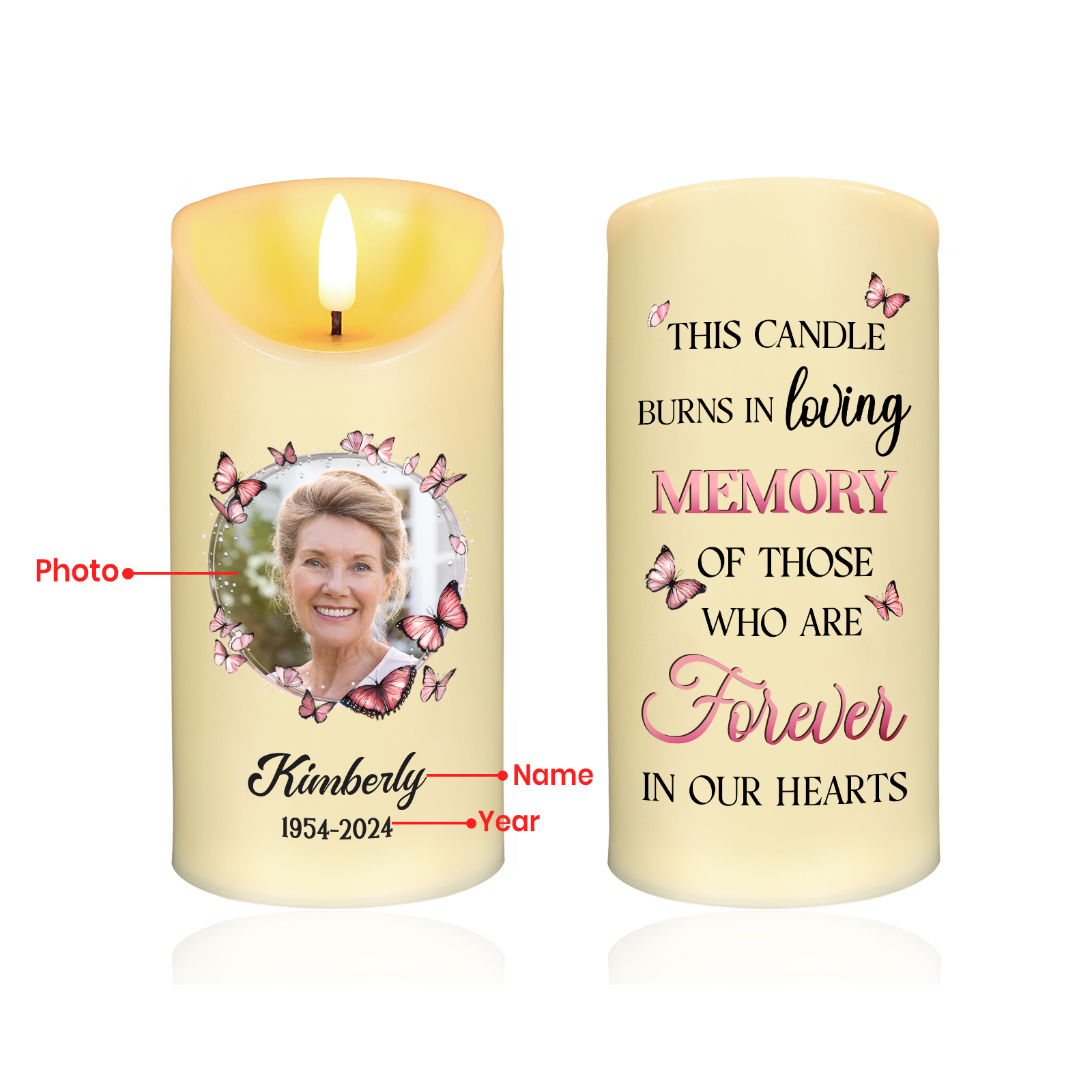 Custom Photo This Light Shines As A Symbol Of Love Memorial Personalized Custom LED Candle New Arrival Sympathy Gift Christmas Gift For Family Members