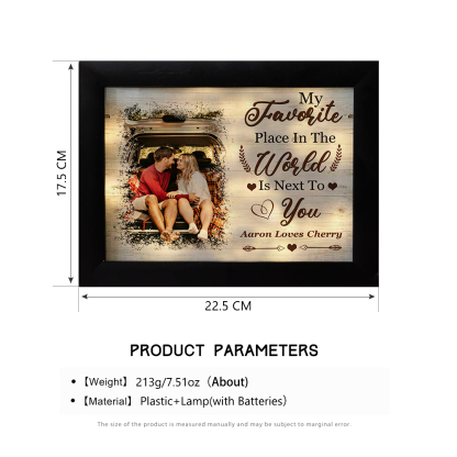 Personalized LED Light Frame My Favorite Place in the World Is Next to You Gift for Couple