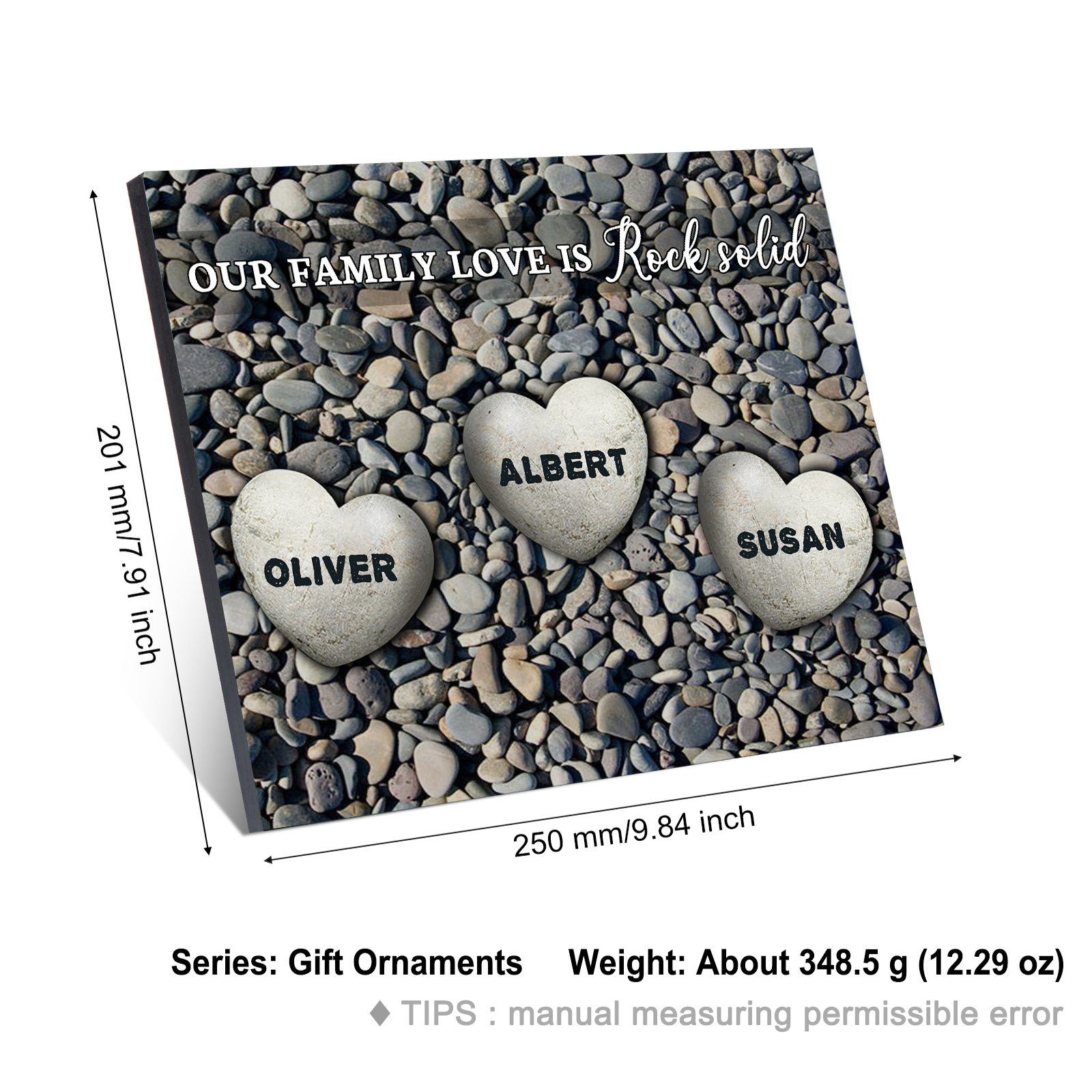 Personalized Wooden Plaque Custom 3 Nmaes Our Family Love is Rock Solid Gift for Mom | Lorajewel