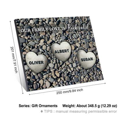 Personalized Wooden Plaque Custom 3 Nmaes Our Family Love is Rock Solid Gift for Mom | Lorajewel