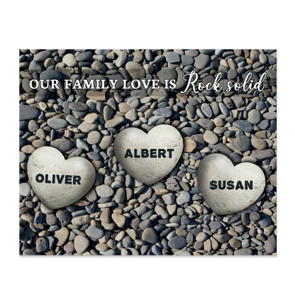 Personalized Wooden Plaque Custom 3 Nmaes Our Family Love is Rock Solid Gift for Mom | Lorajewel