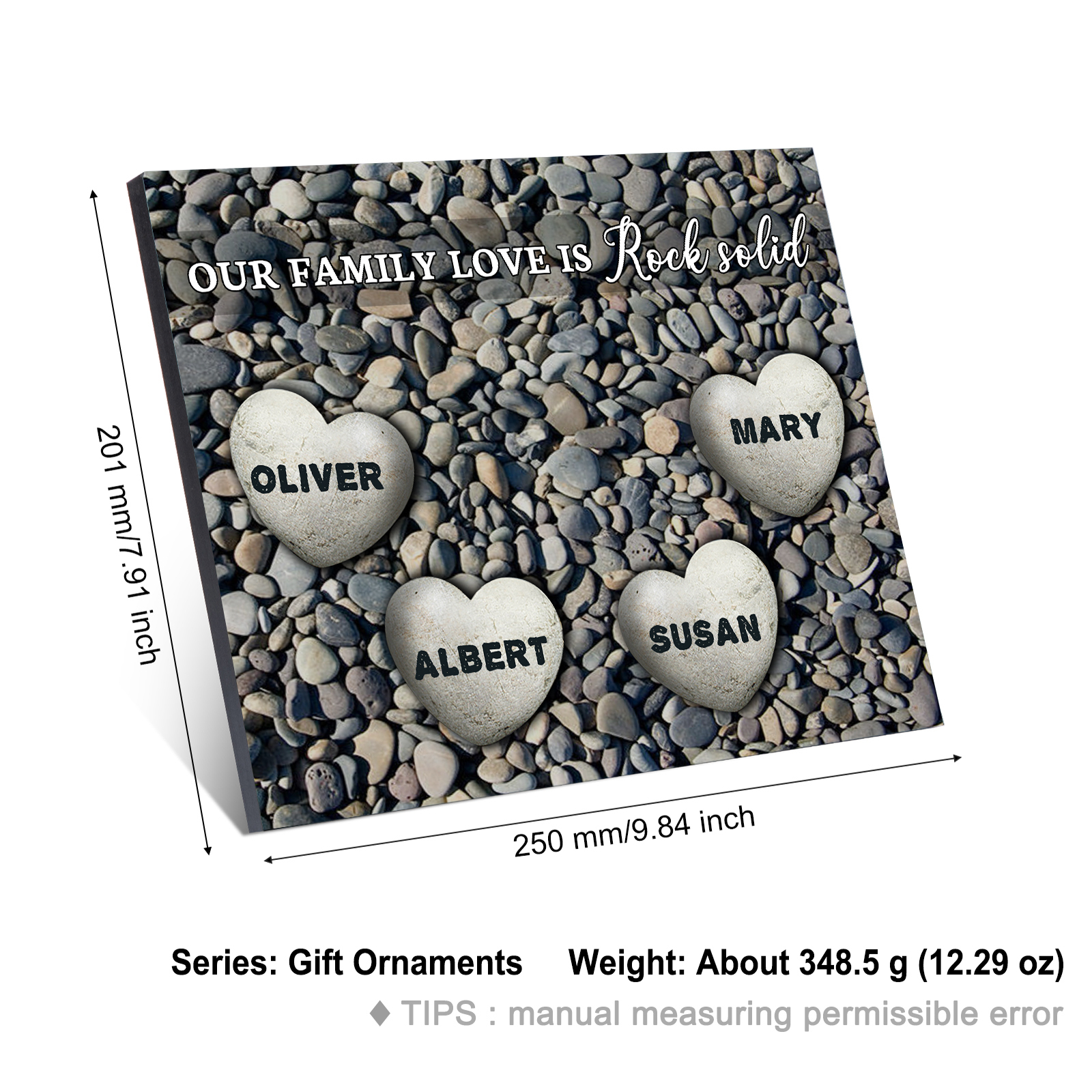 Personalized Wooden Plaque Custom 4 Nmaes Our Family Love is Rock Solid Gift for Mom | Lorajewel