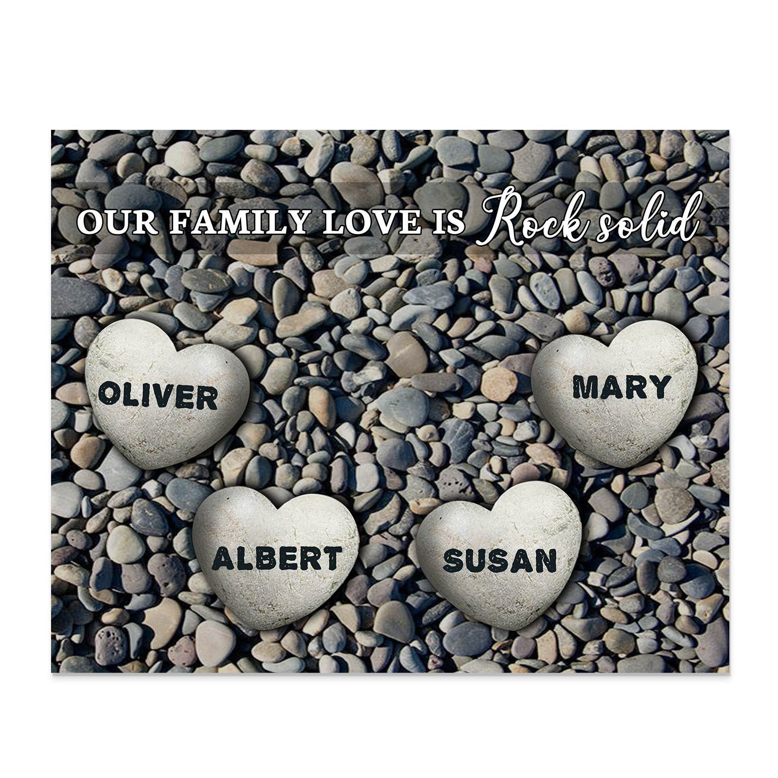 Personalized Wooden Plaque Custom 4 Nmaes Our Family Love is Rock Solid Gift for Mom | Lorajewel