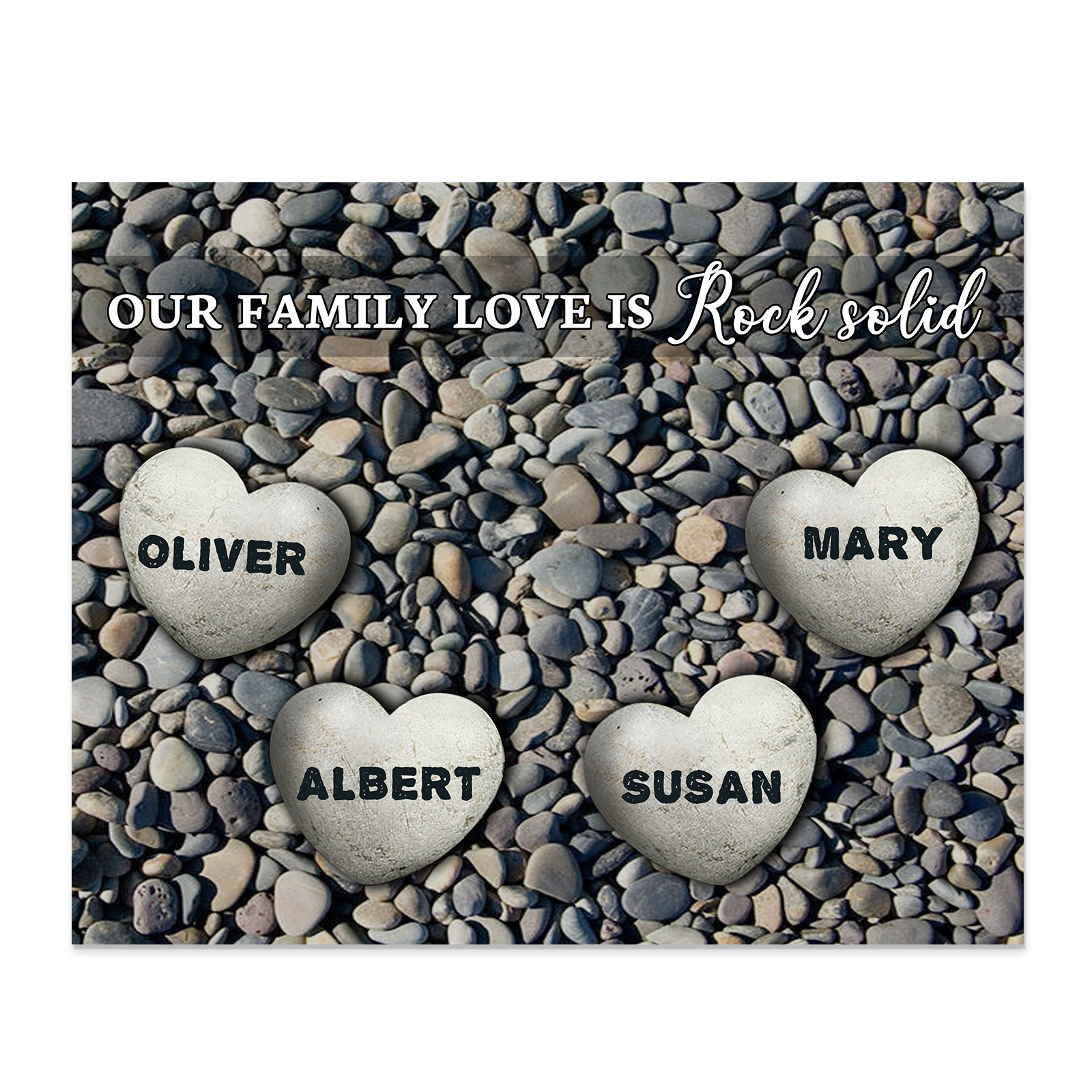 Personalized Wooden Plaque Custom 4 Nmaes Our Family Love is Rock Solid Gift for Mom | Lorajewel