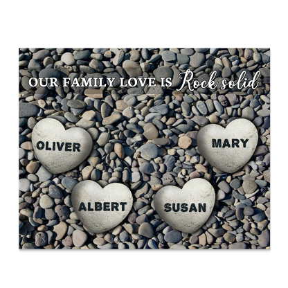 Personalized Wooden Plaque Custom 4 Nmaes Our Family Love is Rock Solid Gift for Mom | Lorajewel