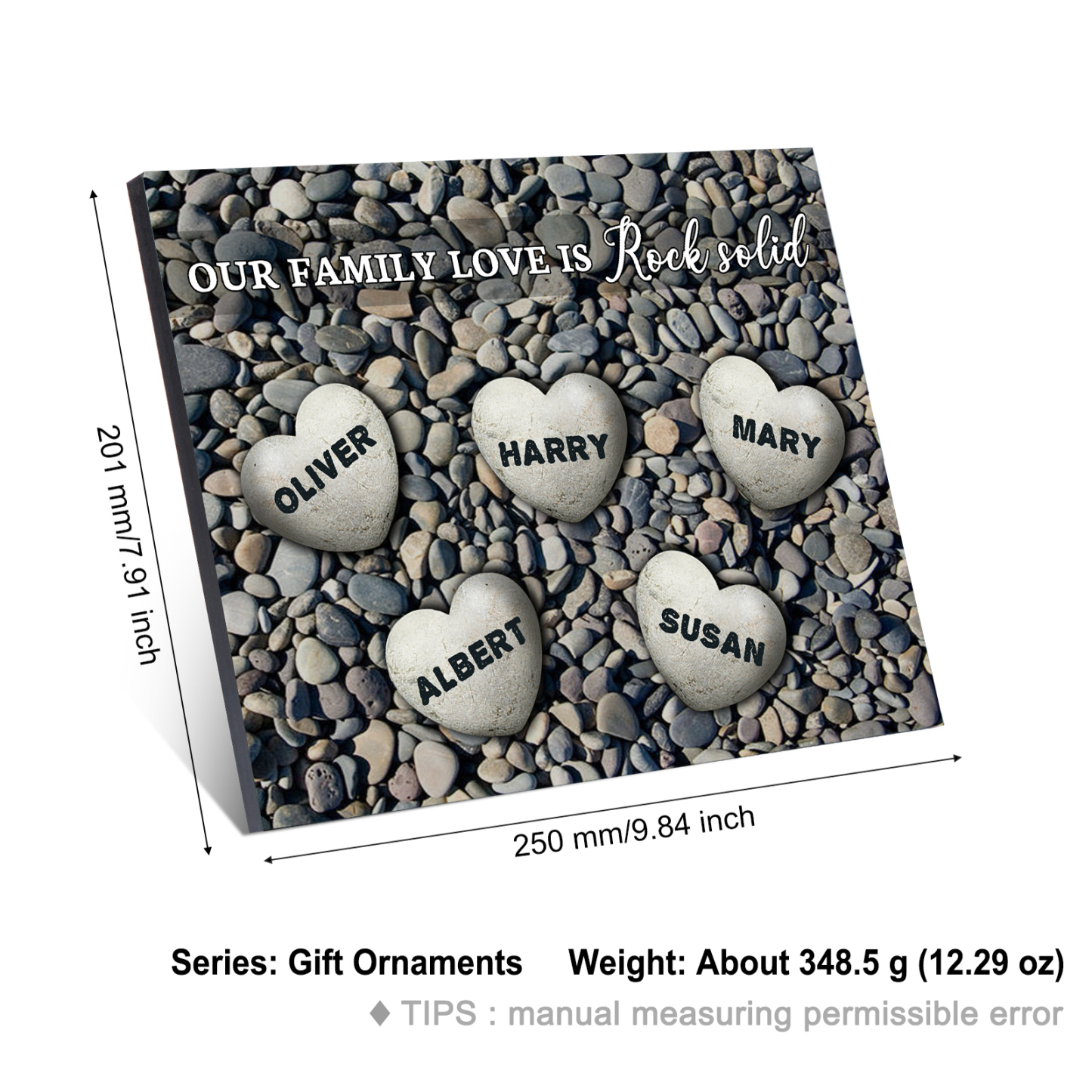 Personalized Wooden Plaque Custom 5 Nmaes Our Family Love is Rock Solid Gift for Mom | Lorajewel