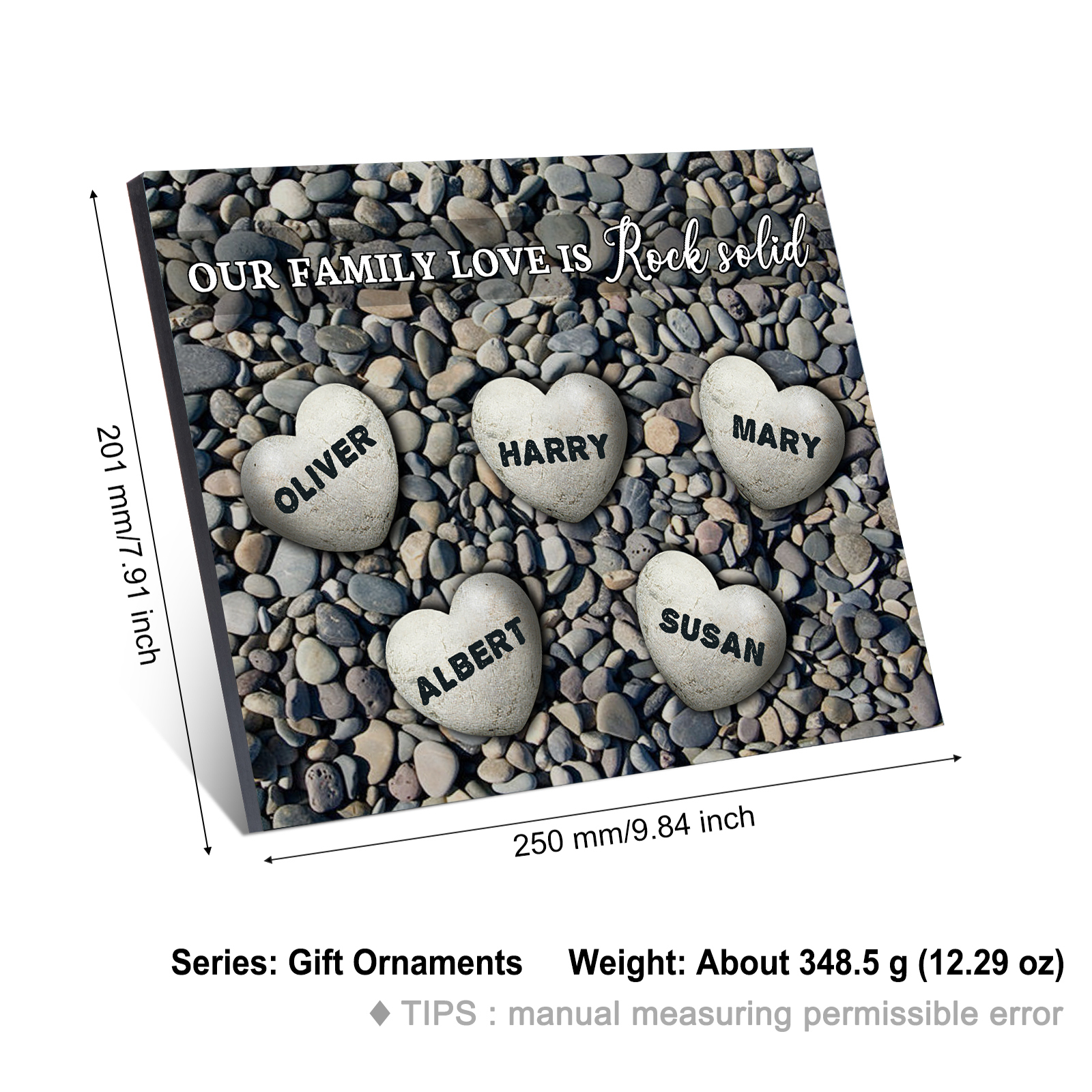 Personalized Wooden Plaque Custom 5 Nmaes Our Family Love is Rock Solid Gift for Mom | Lorajewel