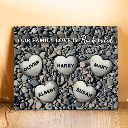 Personalized Wooden Plaque Custom 5 Nmaes Our Family Love is Rock Solid Gift for Mom | Lorajewel