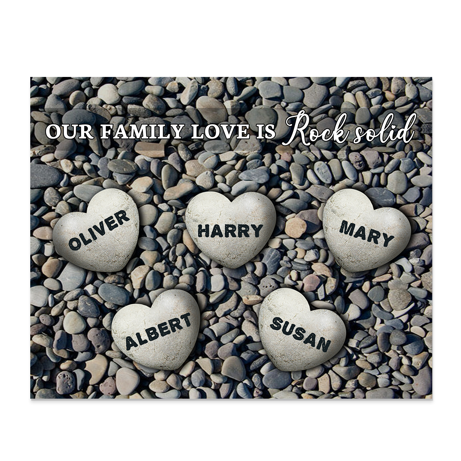 Personalized Wooden Plaque Custom 5 Nmaes Our Family Love is Rock Solid Gift for Mom | Lorajewel