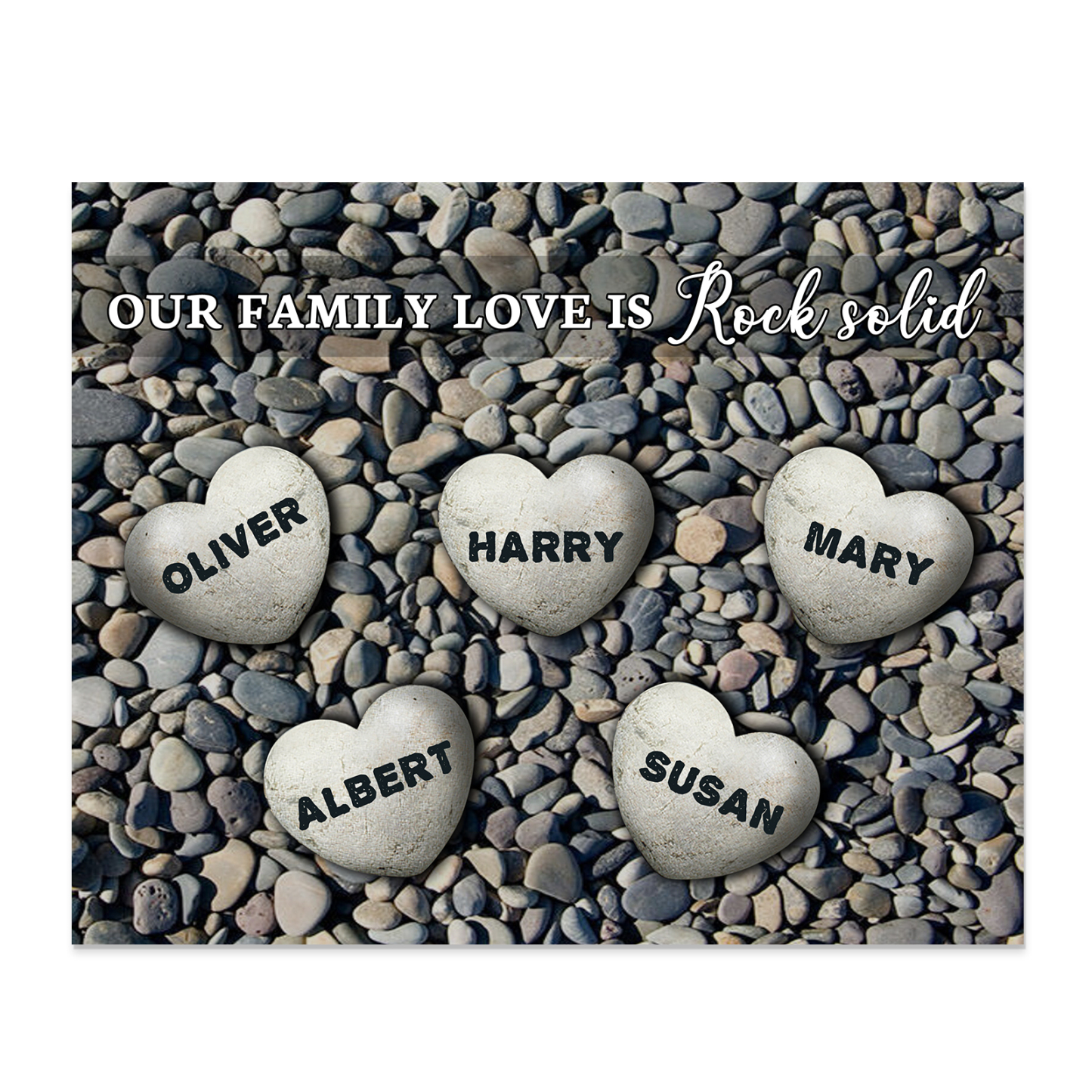 Personalized Wooden Plaque Custom 5 Nmaes Our Family Love is Rock Solid Gift for Mom | Lorajewel