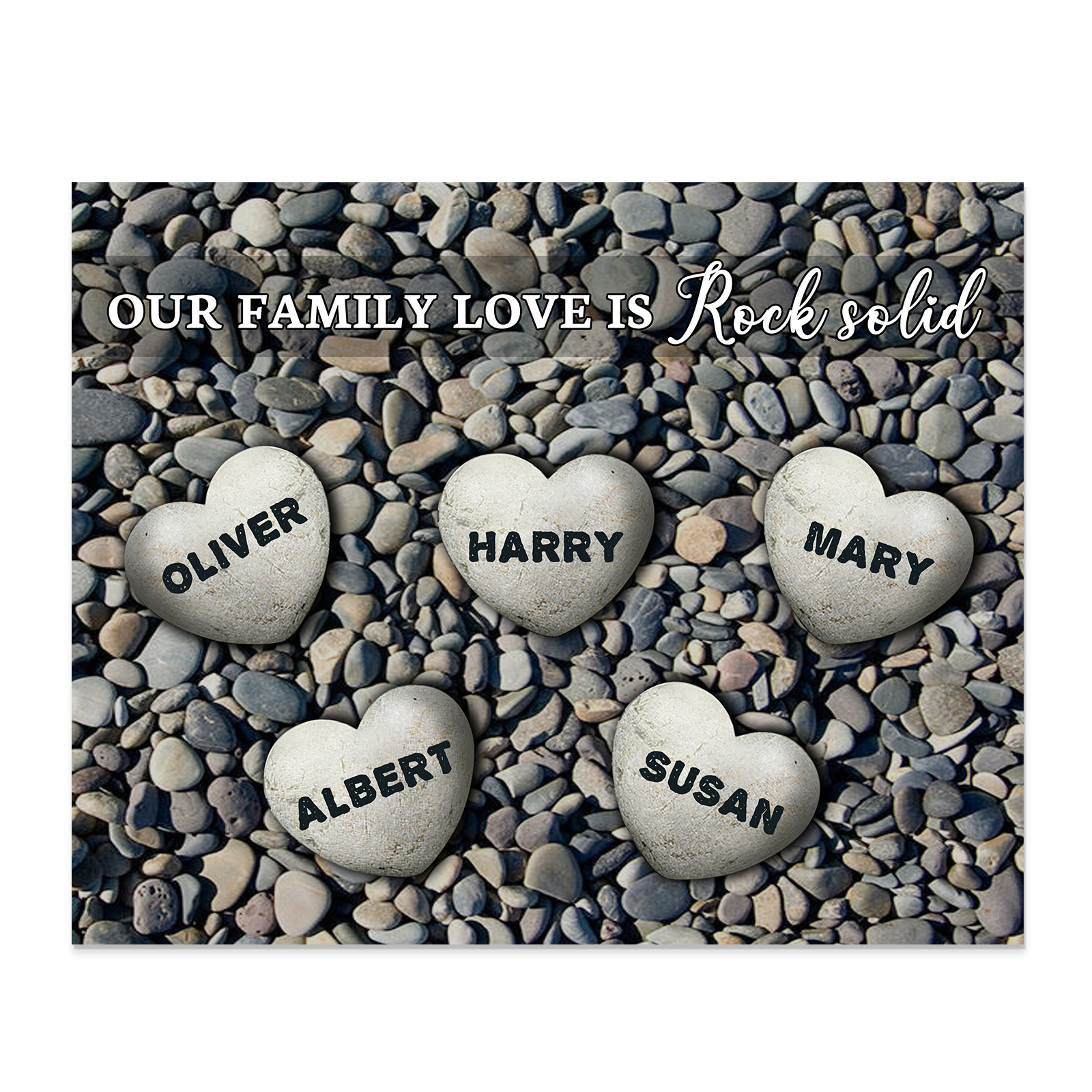 Personalized Wooden Plaque Custom 5 Nmaes Our Family Love is Rock Solid Gift for Mom | Lorajewel