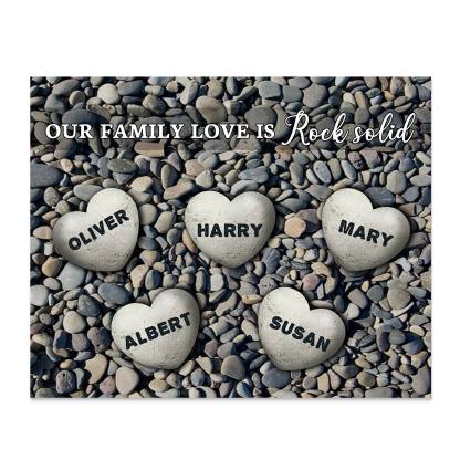 Personalized Wooden Plaque Custom 5 Nmaes Our Family Love is Rock Solid Gift for Mom | Lorajewel