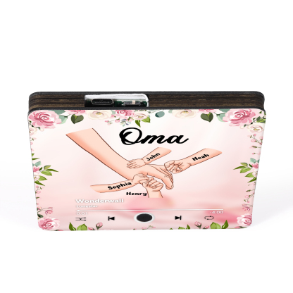 Personalized Hand-in-Hand Music Fridge Magnet Engraved 4 Names & 1 Text– Custom Special Gift For Mom/Nana/Nanny| lorajewel