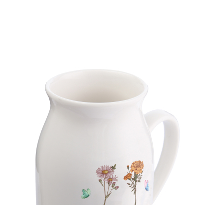 2 Names Personalized Vase with Birthday Flowers – Add 2 Names 2 Texts – Ceramic Custom Gift for Mom, Grandma, Family