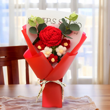 Handcrafted Yarn Flower Bouquet – Rose&Sunflower&Carnation Gift for Mom or Loved One | Lorajewel