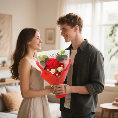 Handcrafted Yarn Flower Bouquet – Rose&Sunflower&Carnation Gift for Mom or Loved One | Lorajewel