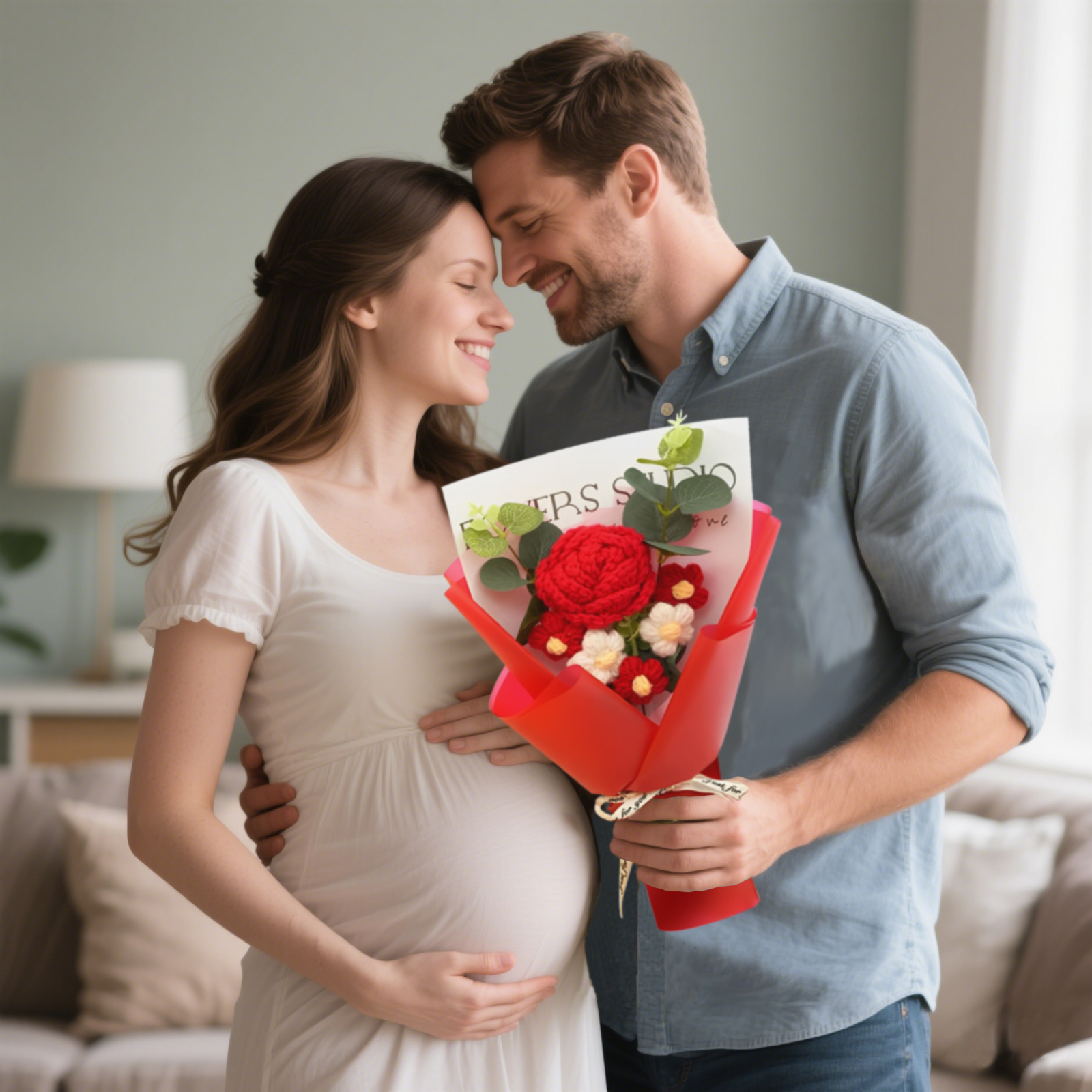 Handcrafted Yarn Flower Bouquet – Rose&Sunflower&Carnation Gift for Mom or Loved One | Lorajewel