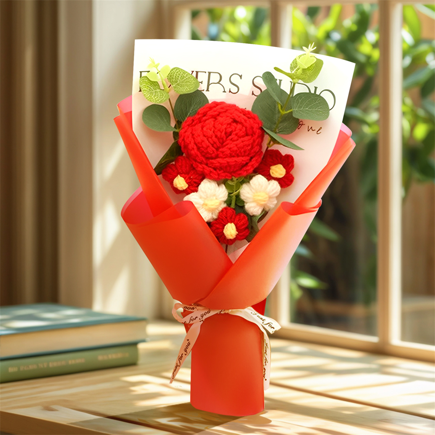 Handcrafted Yarn Flower Bouquet – Rose&Sunflower&Carnation Gift for Mom or Loved One | Lorajewel