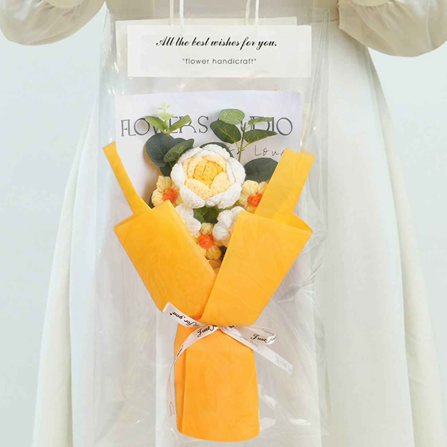 Handcrafted Yarn Flower Bouquet – Rose&Sunflower&Carnation Gift for Mom or Loved One | Lorajewel