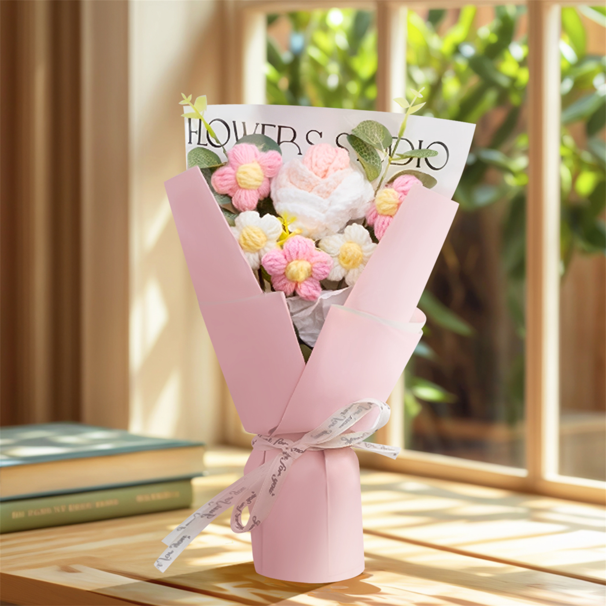 Handcrafted Yarn Flower Bouquet – Rose&Sunflower&Carnation Gift for Mom or Loved One | Lorajewel