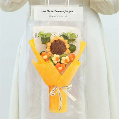 Handcrafted Yarn Flower Bouquet – Rose&Sunflower&Carnation Gift for Mom or Loved One | Lorajewel