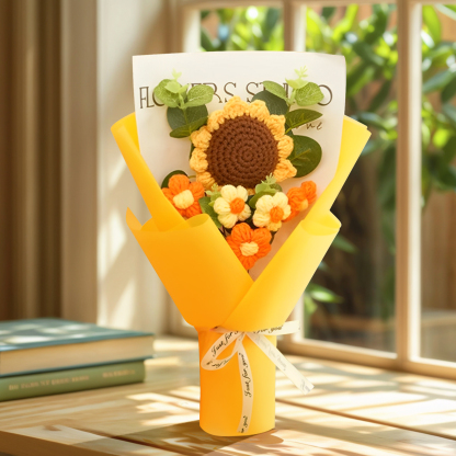 Handcrafted Yarn Flower Bouquet – Rose&Sunflower&Carnation Gift for Mom or Loved One | Lorajewel