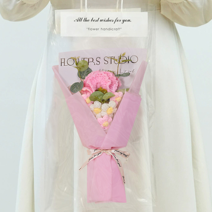 Handcrafted Yarn Flower Bouquet – Rose&Sunflower&Carnation Gift for Mom or Loved One | Lorajewel