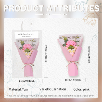 Handcrafted Yarn Flower Bouquet – Rose&Sunflower&Carnation Gift for Mom or Loved One | Lorajewel