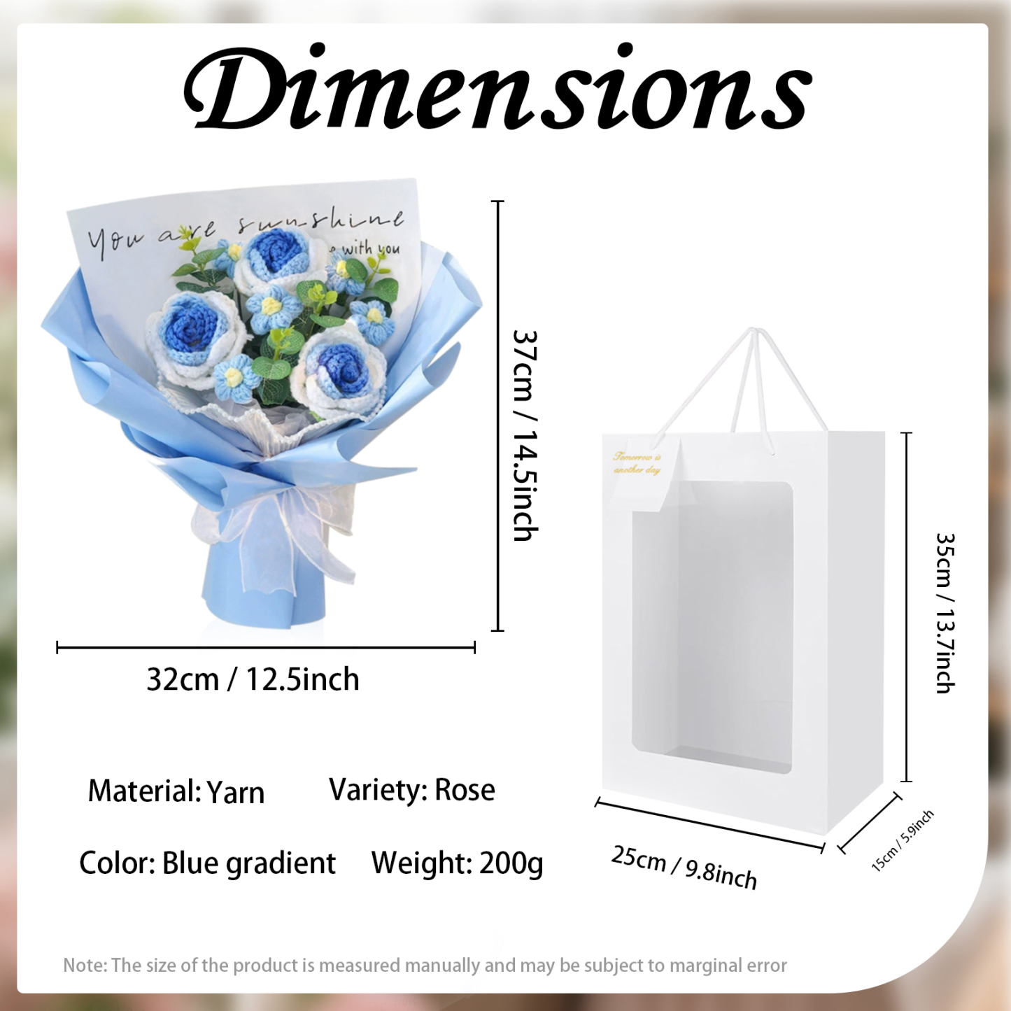 "You Are Sunshine" Knitted Yarn Rose Bouquet – Handmade Gift with Gift Bag | Lorajewel