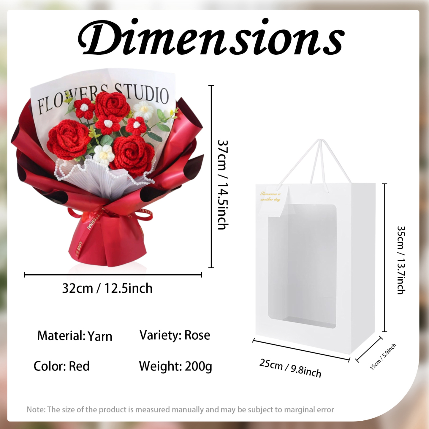 "You Are Sunshine" Knitted Yarn Rose Bouquet – Handmade Gift with Gift Bag | Lorajewel