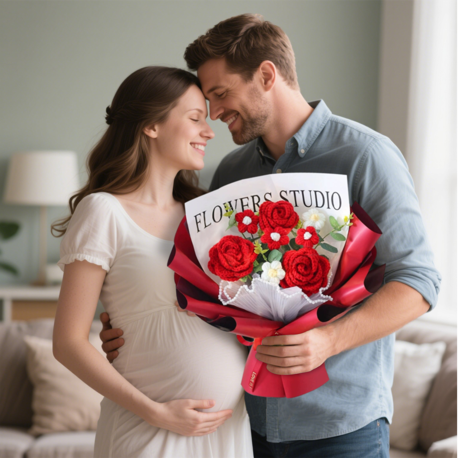 "You Are Sunshine" Knitted Yarn Rose Bouquet – Handmade Gift with Gift Bag | Lorajewel