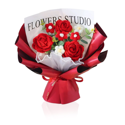 "You Are Sunshine" Knitted Yarn Rose Bouquet – Handmade Gift with Gift Bag | Lorajewel