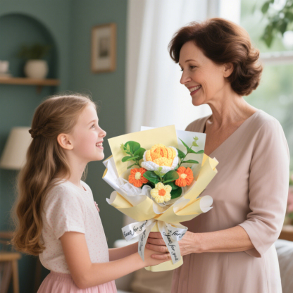 "You Are Sunshine" Knitted Yarn Rose Bouquet – Handmade Gift with Gift Bag | Lorajewel