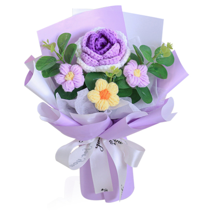 "You Are Sunshine" Knitted Yarn Rose Bouquet – Handmade Gift with Gift Bag | Lorajewel