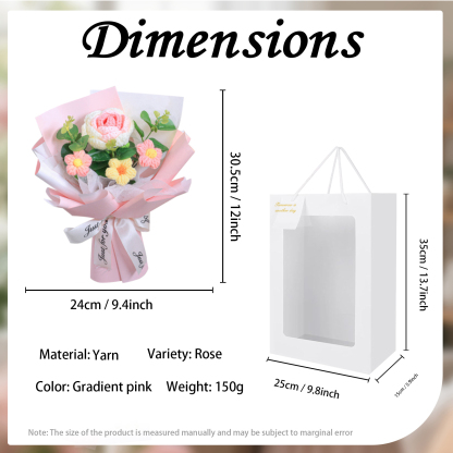"You Are Sunshine" Knitted Yarn Rose Bouquet – Handmade Gift with Gift Bag | Lorajewel