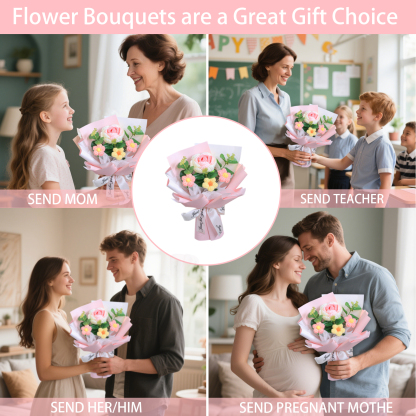 "You Are Sunshine" Knitted Yarn Rose Bouquet – Handmade Gift with Gift Bag | Lorajewel