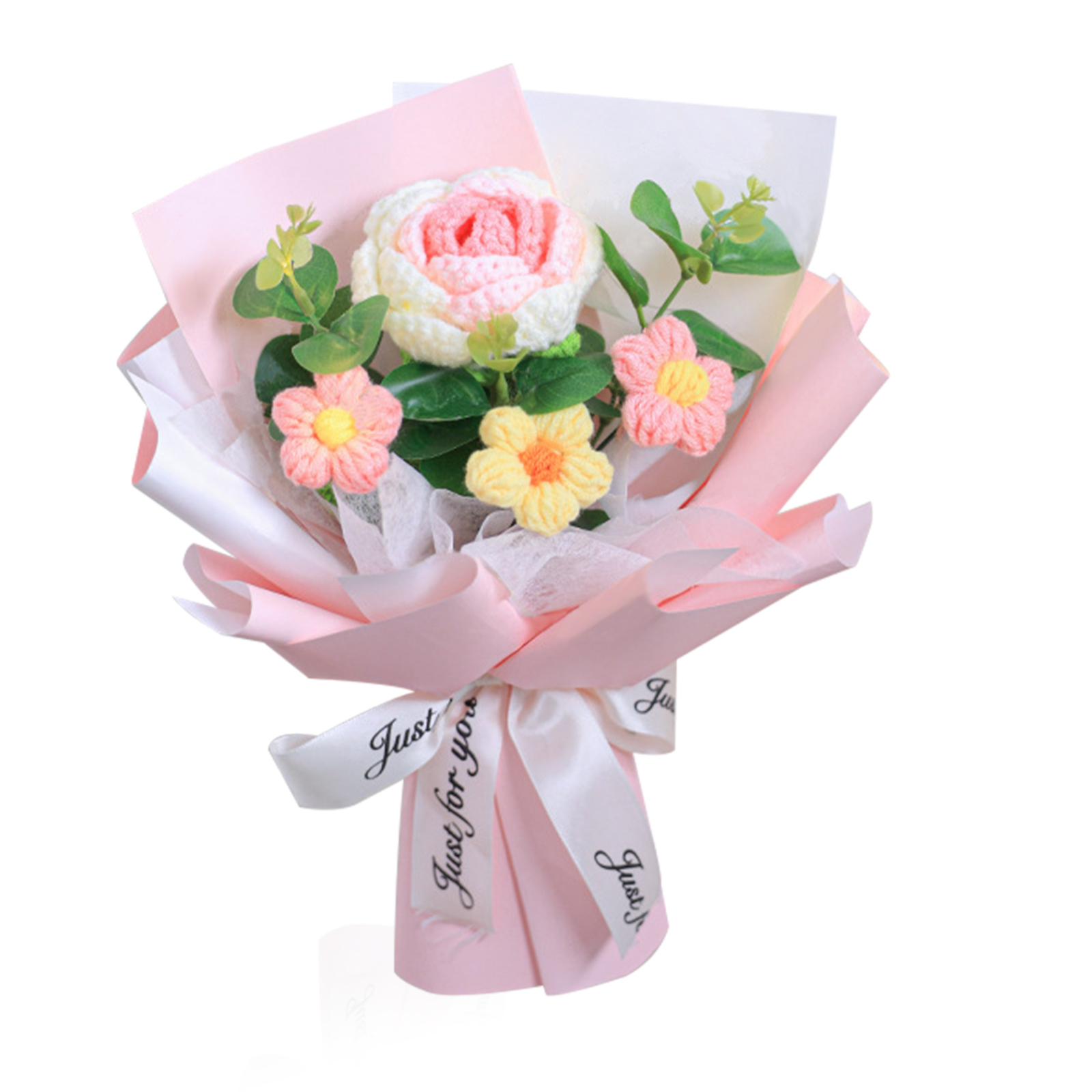 "You Are Sunshine" Knitted Yarn Rose Bouquet – Handmade Gift with Gift Bag | Lorajewel