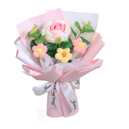 "You Are Sunshine" Knitted Yarn Rose Bouquet – Handmade Gift with Gift Bag | Lorajewel