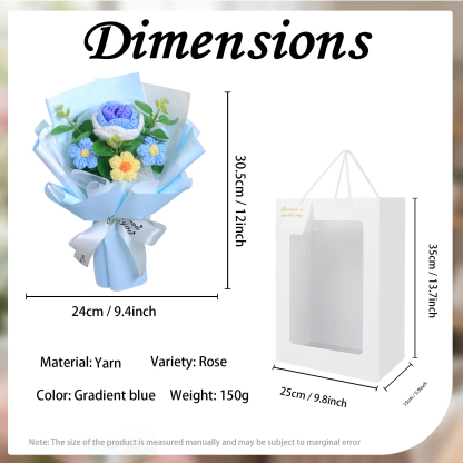 "You Are Sunshine" Knitted Yarn Rose Bouquet – Handmade Gift with Gift Bag | Lorajewel