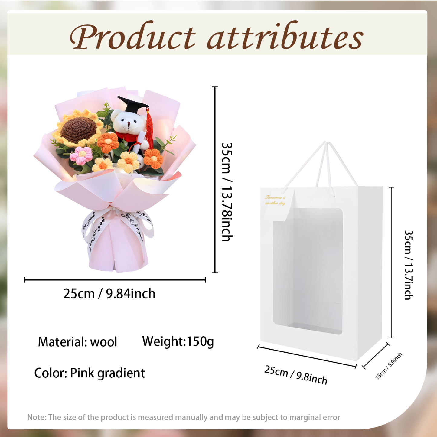 Graduation Teddy Bear Bouquet – Crochet Flower Gift with Cap and Scroll | Lorajewel