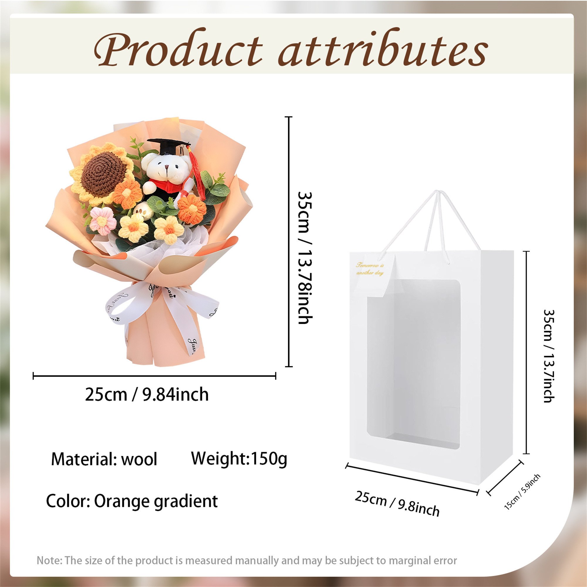 Graduation Teddy Bear Bouquet – Crochet Flower Gift with Cap and Scroll | Lorajewel