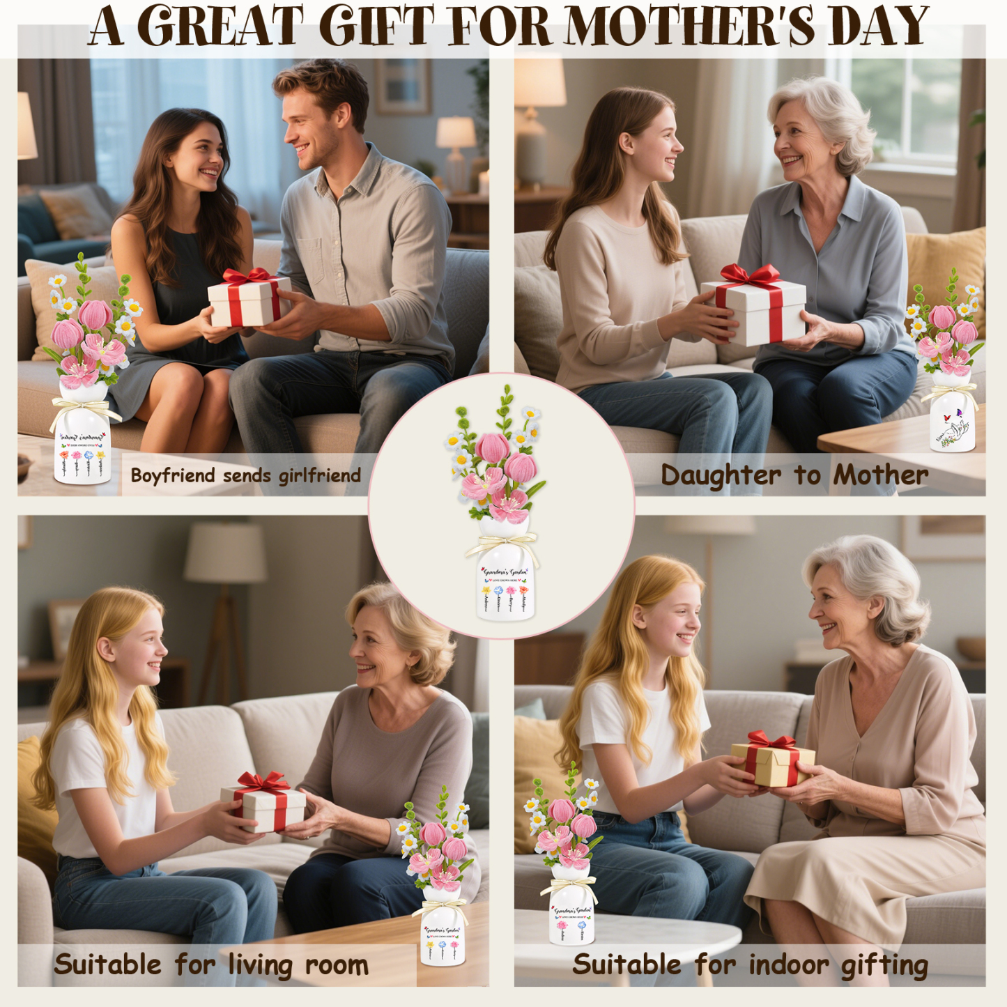 Handcrafted Plush Flower Bouquet – Perfect Gift for Mom, Nan or Loved Ones | Lorajewel