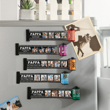 Custom Family Fridge Magnet Film Roll – Personalized Photo & Name Keepsake Keychain Gift for Dad, Grandad or Pappa | Lorajewel