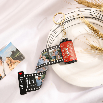 5 Photos Family Fridge Magnet Film Roll – Personalized Keepsake Keychain Gift for Dad & Grandad | Lorajewel