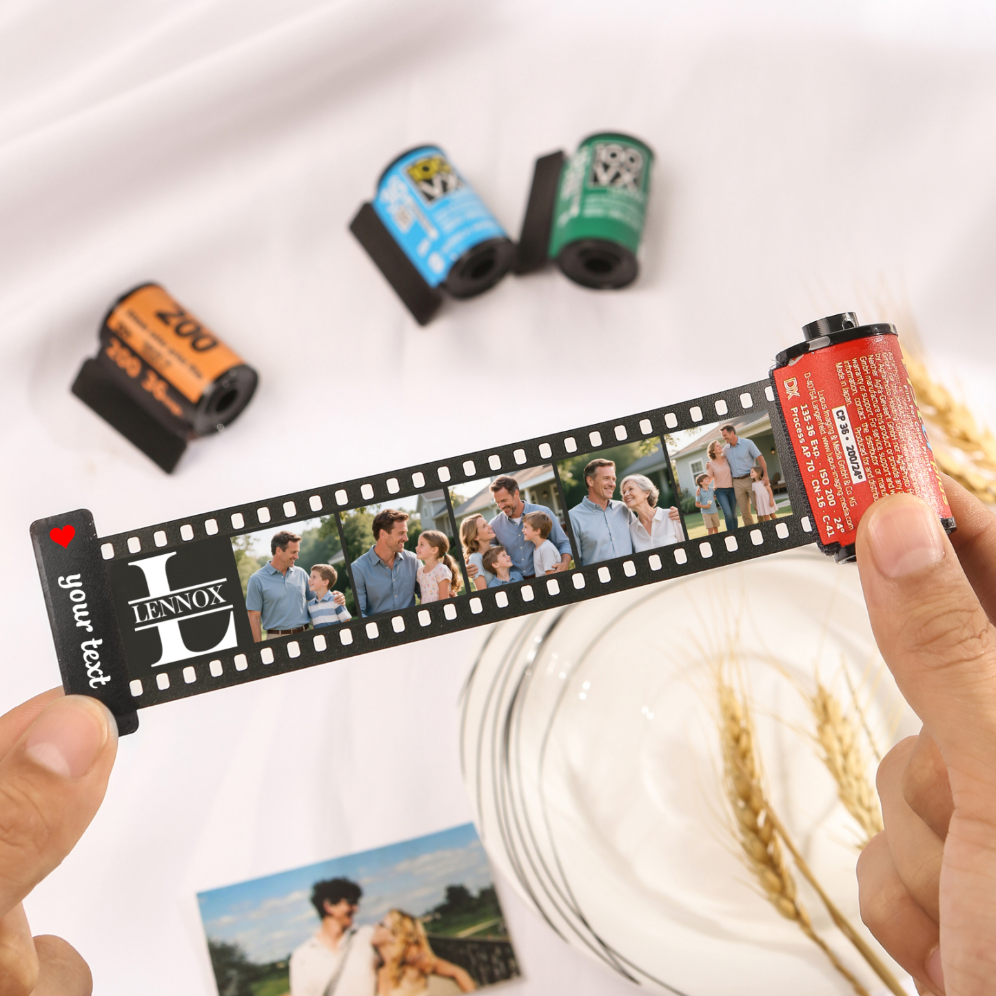 5 Photos Family Fridge Magnet Film Roll – Personalized Keepsake Keychain Gift for Dad & Grandad | Lorajewel