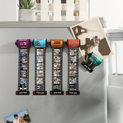 5 Photos Family Fridge Magnet Film Roll – Personalized Keepsake Keychain Gift for Dad & Grandad | Lorajewel