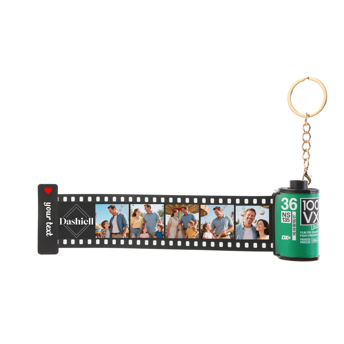 5 Photos Family Fridge Magnet Film Roll – Personalized Keepsake Keychain Gift for Dad & Grandad | Lorajewel