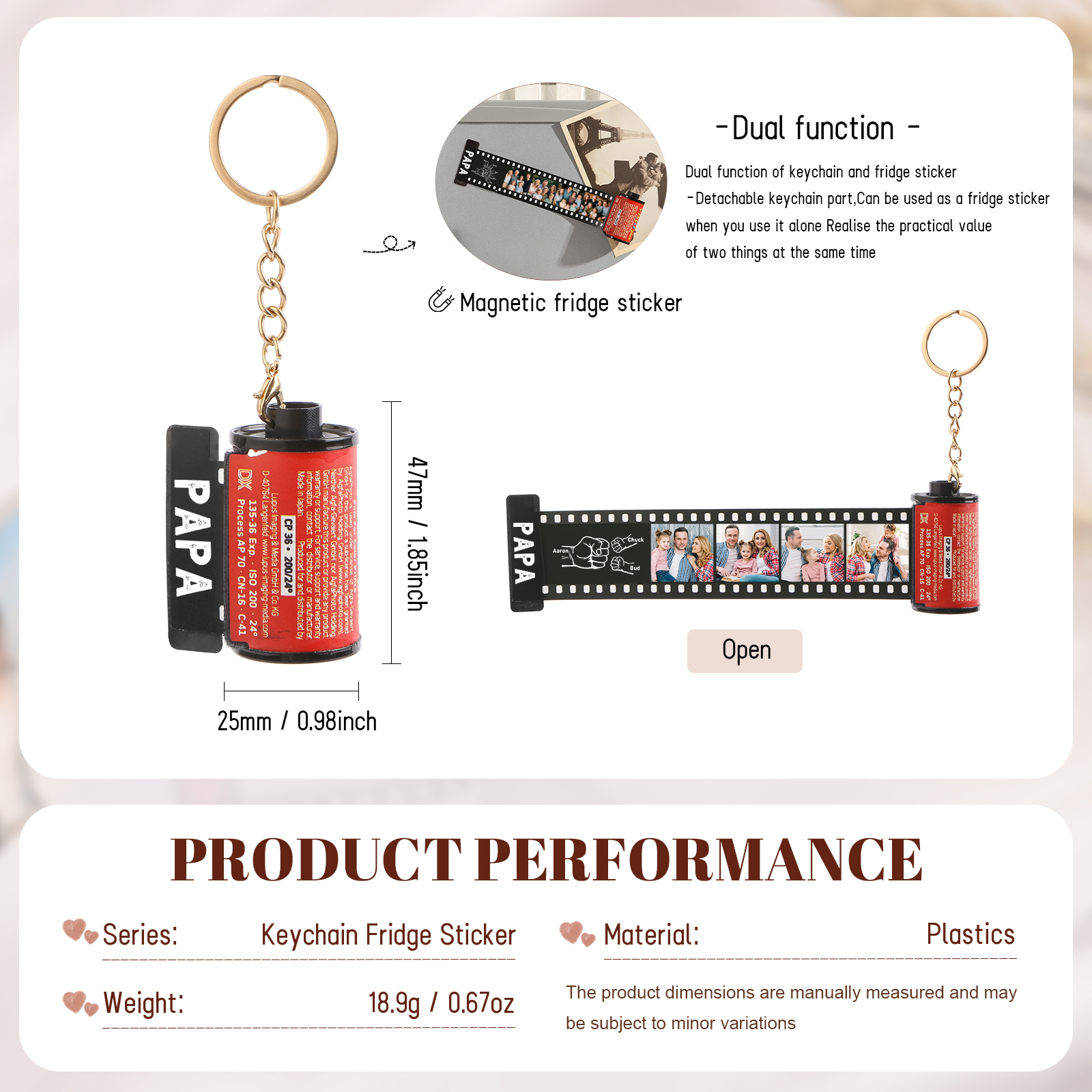 Custom Photo Film Roll Keychain – Personalized with Names & Photos | Lorajewel
