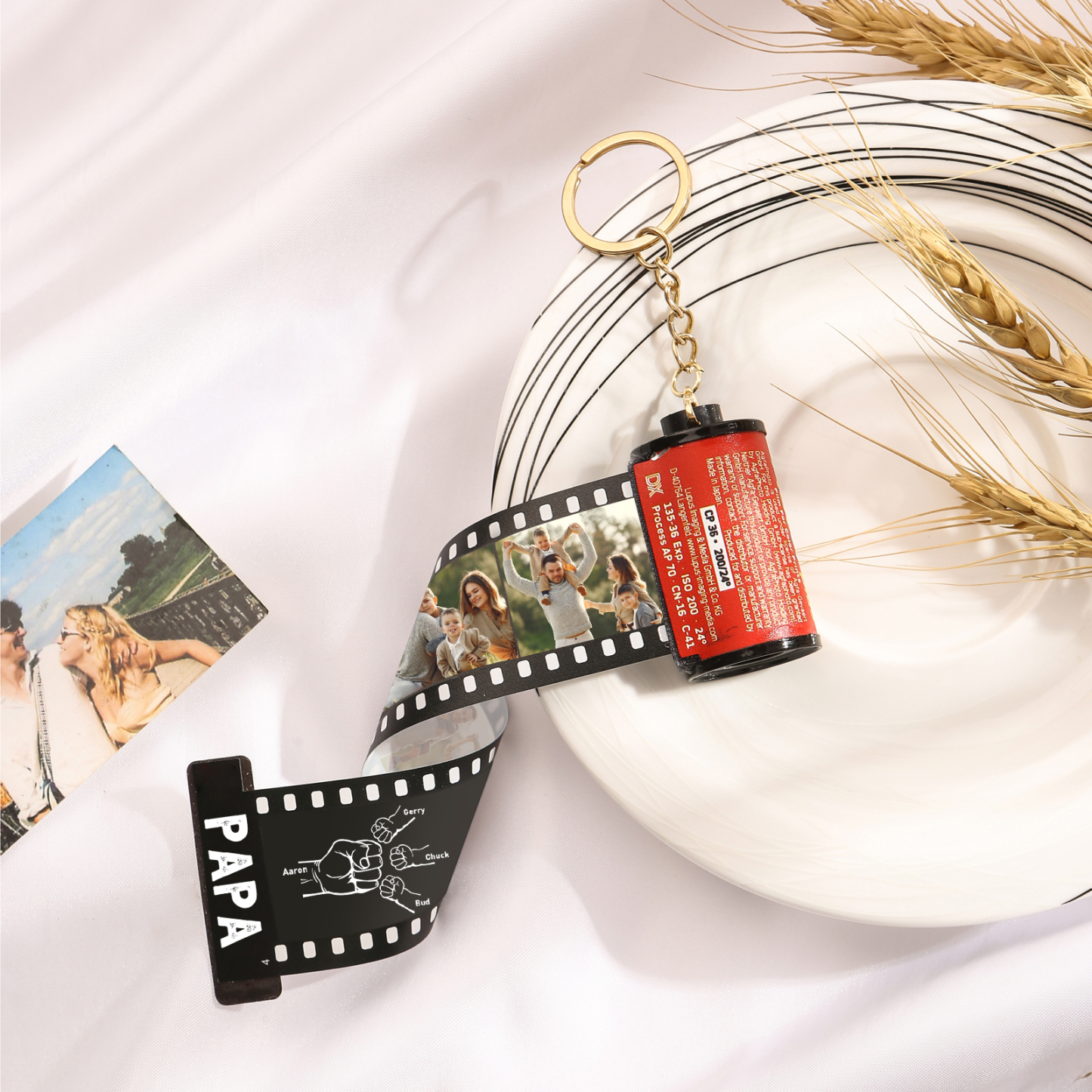Custom Photo Film Roll Keychain – Personalized with Names & Photos | Lorajewel